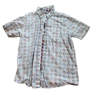 Marvel Captain America Shield Print Button-Down Shirt Size SM Mens